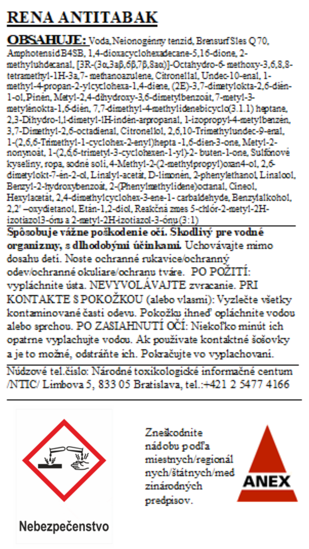 RENA ANTITABAK - energetický štítok