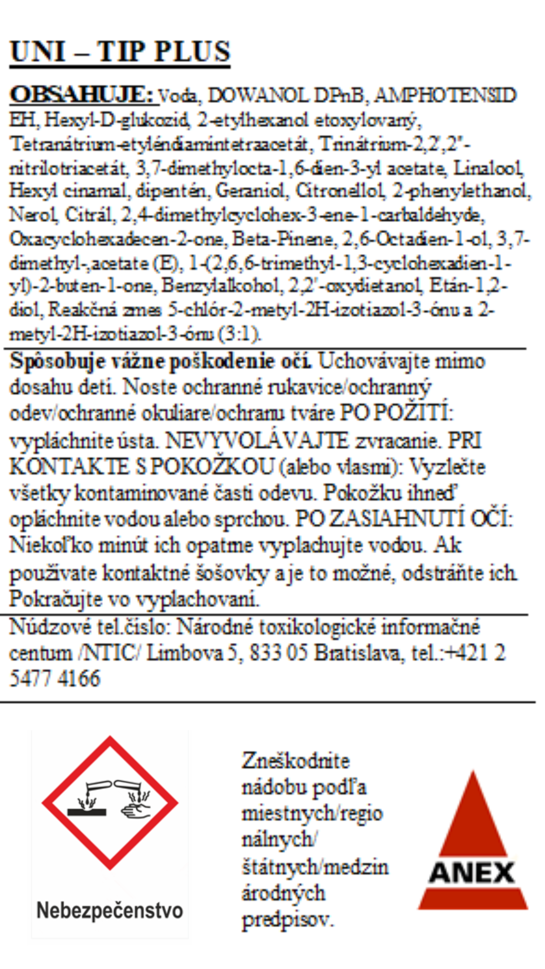 UNI-TIP Plus  - energetický štítok