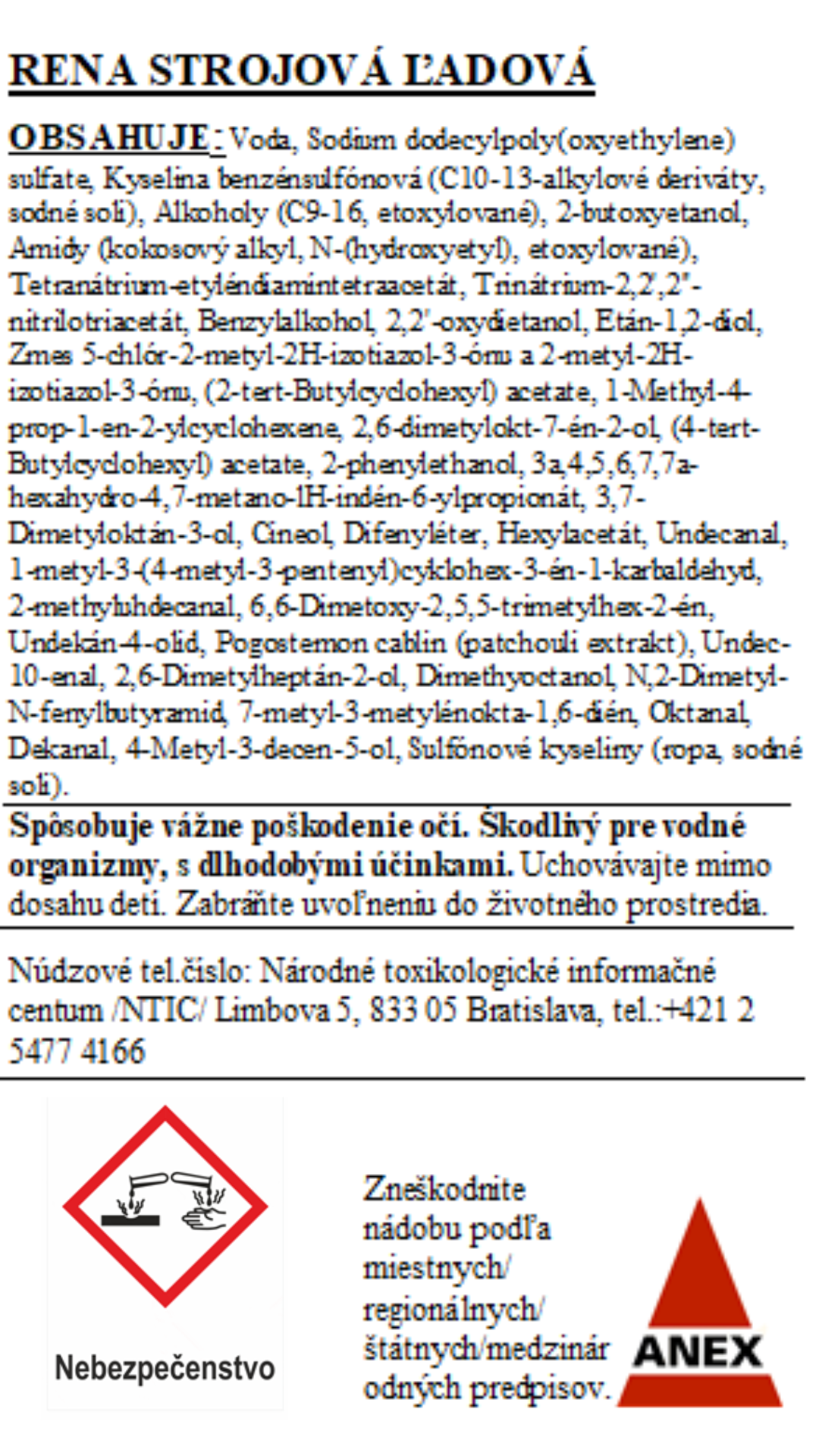 RENA STROJOVÁ ĽADOVÁ - energetický štítok